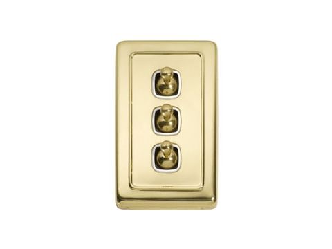 Tradco TRA5954 Switch Flat Plate Toggle 3 Gang White PB H115xw72mm
