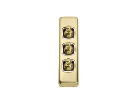 Tradco TRA5956 Switch Flat Plate Toggle 3 Gang White PB H108xw30mm