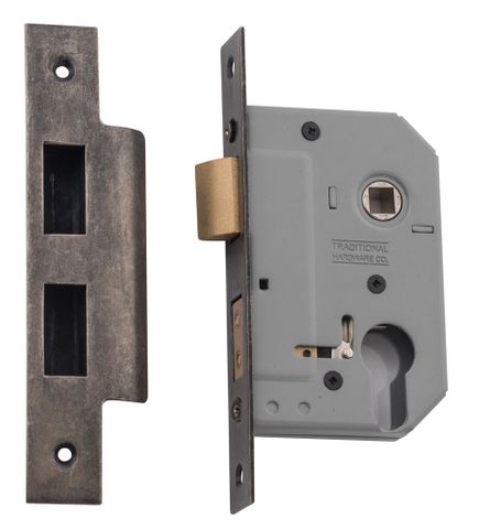Tradco TRA6154 Mortice Lock Euro Rumbled Nickel Backset 46mm