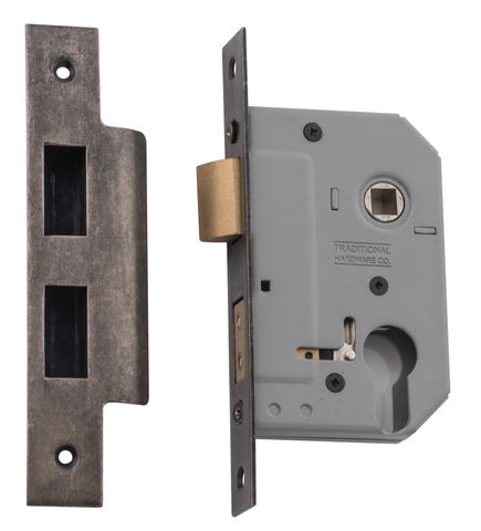 TRADCO MORTICE LOCK EURO RUMBLED NICKEL BACKSET 46MM