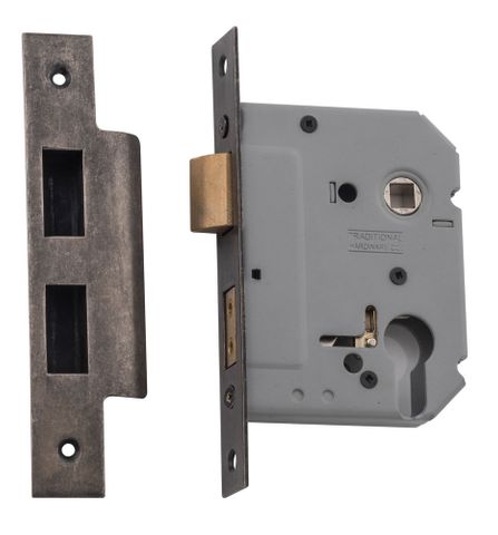 Tradco TRA6155 Mortice Lock Euro Rumbled Nickel Backset 57mm