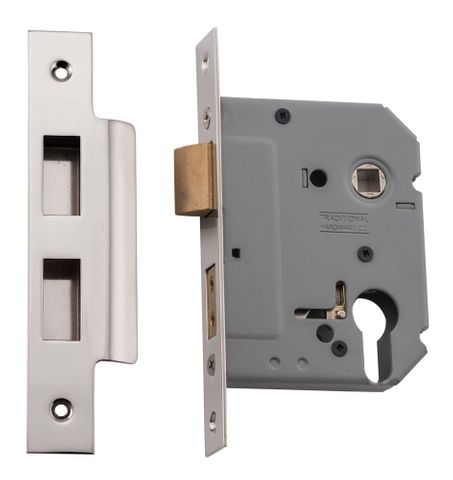 Tradco TRA6163 Mortice Lock Euro Polished Nickel Backset 57mm