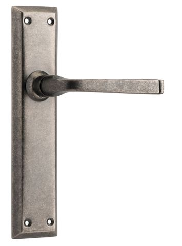 Tradco TRA6354 Door Lever Menton Latch Pair Rumbled Nickel