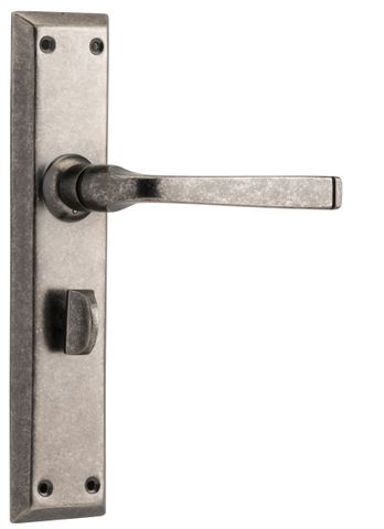 TRADCO DOOR LEVER MENTON PRIVACY PAIR RUMBLED NICKEL