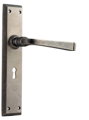TRADCO DOOR LEVER MENTON LOCK PAIR RUMBLED NICKEL