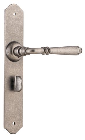 TRADCO DOOR LEVER REIMS PRIVACY PAIR RUMBLED NICKEL
