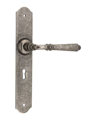 Tradco TRA6358 Door Lever Reims Lock Pair Rumbled Nickel