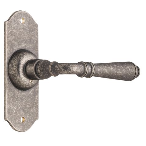 Tradco TRA6359 Door Lever Reims Latch Pair Rumbled Nickel