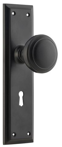 Tradco TRA6451 Door Knob Milton Lock Pair Matt Black H200xw50xp73mm