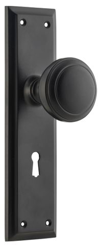 TRADCO DOOR KNOB MILTON LOCK PAIR MATT BLACK H200XW50XP73MM