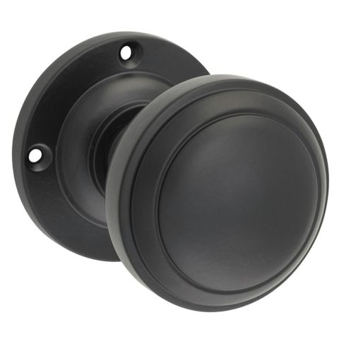 Tradco TRA6453 Door Knob Milton Round Rose Pair Matt Black