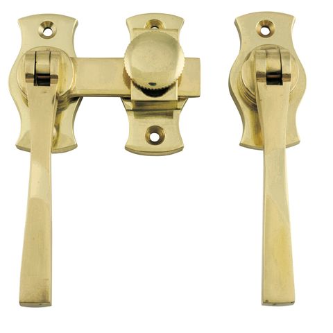TRADCO FRENCH DOOR FASTENER SQUARE POLISHED BRASS