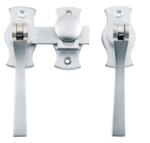 TRADCO FRENCH DOOR FASTENER SQUARE SATIN CHROME