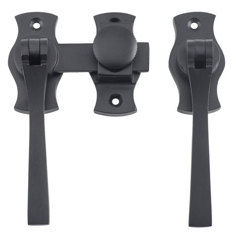 TRADCO FRENCH DOOR FASTENER SQUARE MATT BLACK