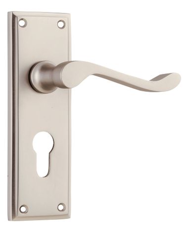 Tradco TRA6555E Door Lever Camden Euro Pair Satin Nickel