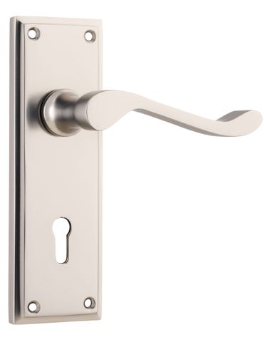 TRADCO DOOR LEVER CAMDEN LOCK PAIR SATIN NICKEL