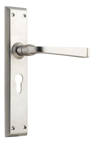 TRADCO DOOR LEVER MENTON EURO PAIR SATIN NICKEL