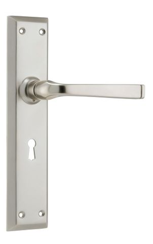 Tradco TRA6558 Door Lever Menton Lock Pair Satin Nickel