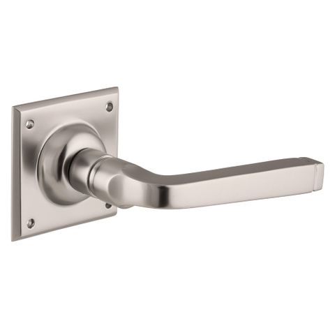 Tradco TRA6559 Door Lever Menton Square Rose Pair Satin Nickel