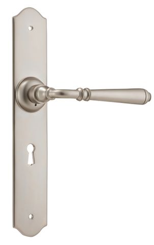 TRADCO DOOR LEVER REIMS LOCK PAIR SATIN NICKEL