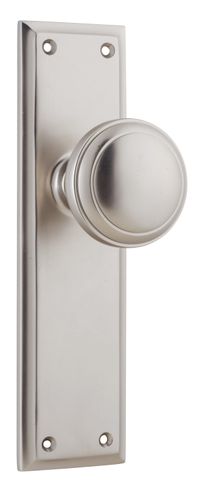 TRADCO DOOR KNOB MILTON LATCH PAIR SATIN NICKEL