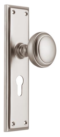TRADCO DOOR KNOB MILTON EURO PAIR SATIN NICKEL