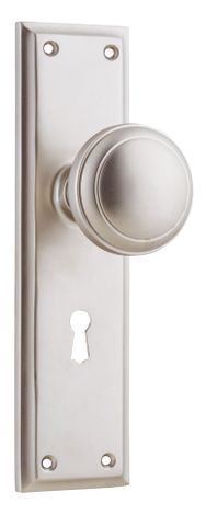 Tradco TRA6567 Door Knob Milton Lock Pair Satin Nickel