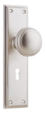 TRADCO DOOR KNOB MILTON LOCK PAIR SATIN NICKEL