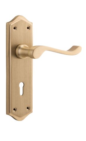 Tradco TRA6634 Door Lever Henley Lock Pair Satin Brass