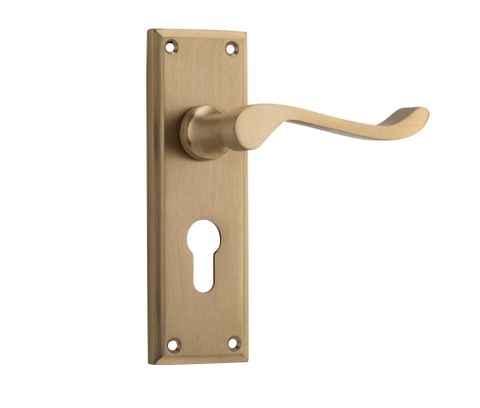 TRADCO DOOR LEVER CAMDEN EURO PAIR SATIN BRASS