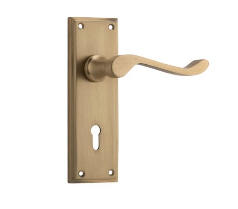 TRADCO DOOR LEVER CAMDEN LOCK PAIR SATIN BRASS