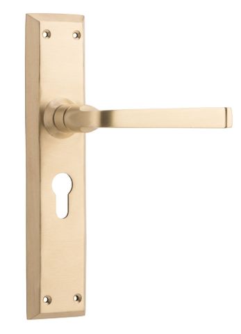 Tradco TRA6637E Door Lever Menton Euro Pair Satin Brass