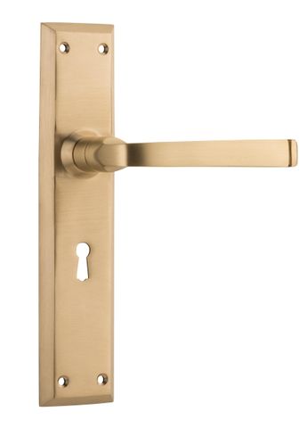 TRADCO DOOR LEVER MENTON LOCK PAIR SATIN BRASS