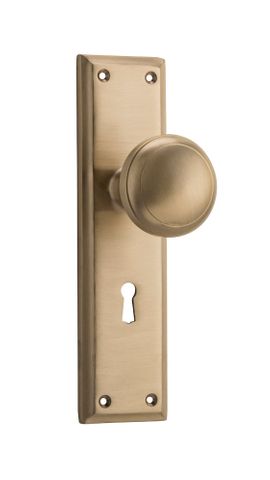 Tradco TRA6647 Door Knob Milton Lock Pair Satin Brass H200xw50xp73mm