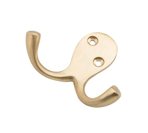 TRADCO ROBE HOOK DOUBLE SATIN BRASS H75XP30MM
