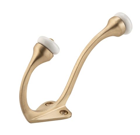 TRADCO HAT & COAT HOOK PORCELAIN TIP SATIN BRASS H115XP75MM