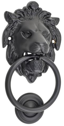 Tradco TRA9333 Door Knocker Lion Matt Black D93xp55mm Bp103x135mm
