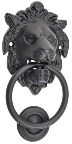 TRADCO DOOR KNOCKER LION MATT BLACK D93XP55MM BP103X135MM