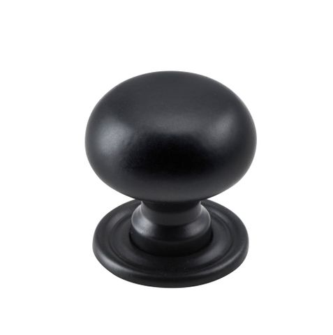 Tradco TRA9563 Cupboard Knob Classic Matt Black D25xp28mm
