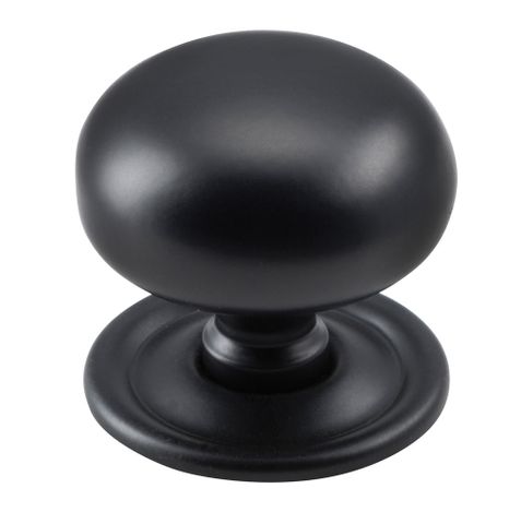 Tradco TRA9565 Cupboard Knob Classic Matt Black D38xp36mm