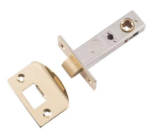 TRADCO TUBE LATCH SPLT CAM 'D' STRIKE PLSHD BRASS BAET 60MM