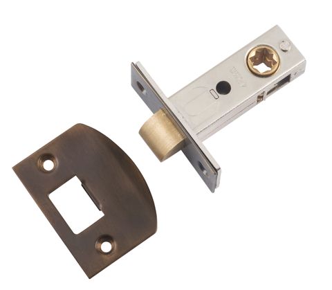 TRADCO TUBE LATCH SPLT CAM 'D' STRIKE ANTQUE BRASS BSET 45MM
