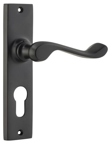 TRADCO DOOR LEVER FREMANTLE EURO PAIR MATT BLACK