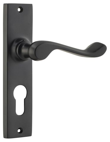 Tradco TRA9616E Door Lever Fremantle Euro Pair Matt Black