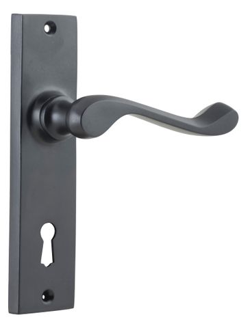 TRADCO DOOR LEVER FREMANTLE LOCK PAIR MATT BLACK