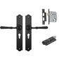 Tradco TRA9620 Door Lever Reims Latch Pair Matt Black H240xw43xp70mm