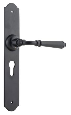 TRADCO DOOR LEVER REIMS EURO PAIR MATT BLACK H240XW43XP70MM