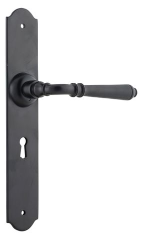 TRADCO DOOR LEVER REIMS LOCK PAIR MATT BLACK H240XW43XP70MM