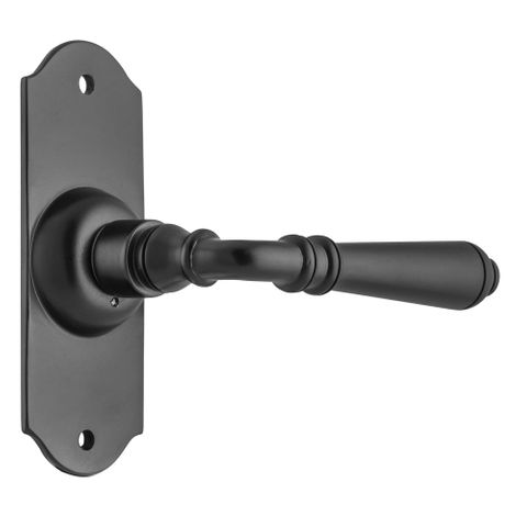 Tradco TRA9622 Door Lever Reims Latch Pair Matt Black H110xw43xp65mm