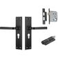 Tradco TRA9626 Door Lever Menton Latch Pair Matt Black
